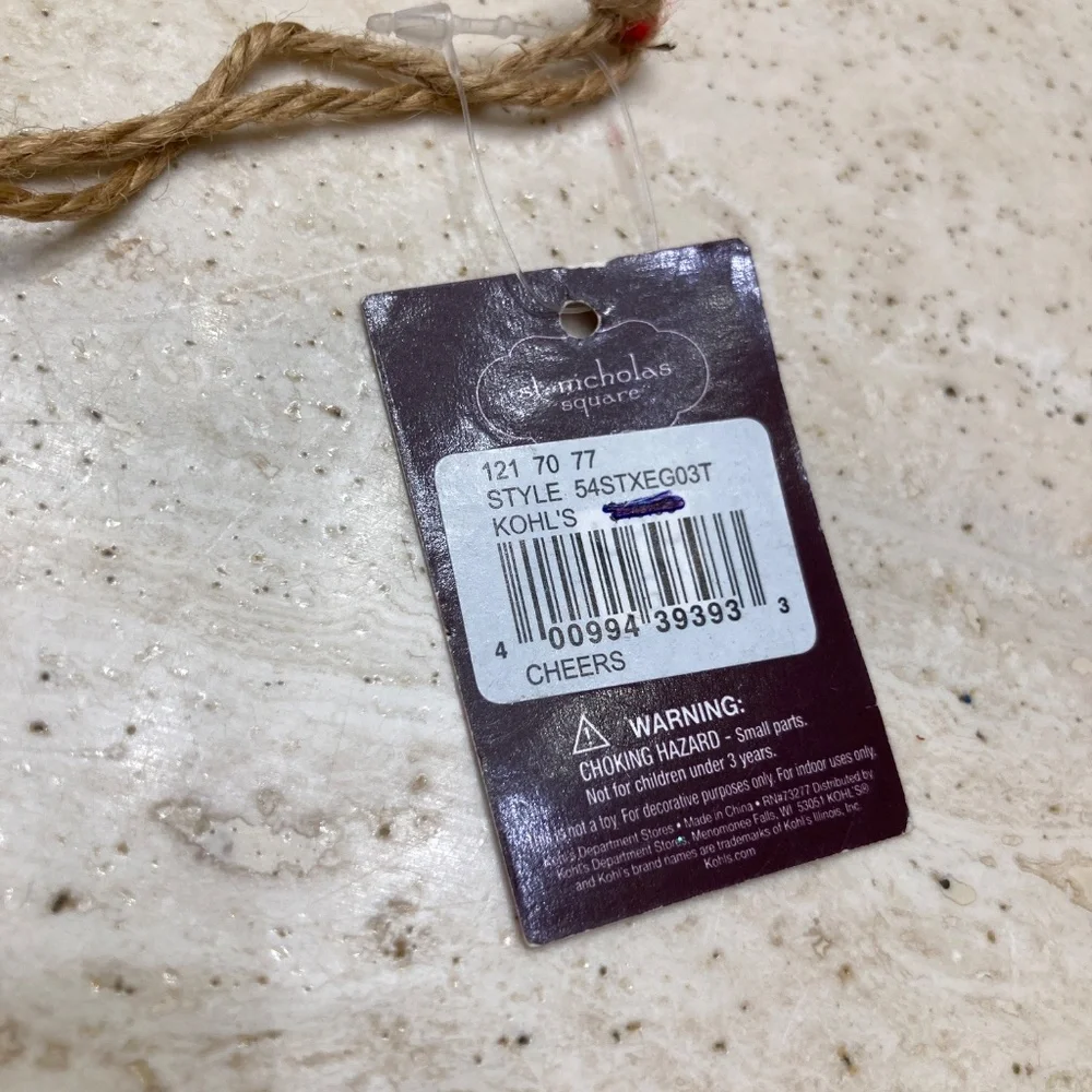 “Wine Taste Better With Friends” Yellow Tree Shaped Ornament  With Bell - Picture 3 of 3